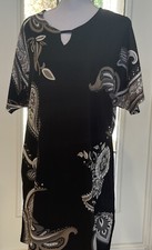 Womens Black Tan White Shirt Dress Size Large V Neck