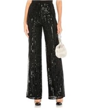 Tory Burch Women's Black Silk Sequin Wide Leg Dress Pant Party  Size 12 EUC