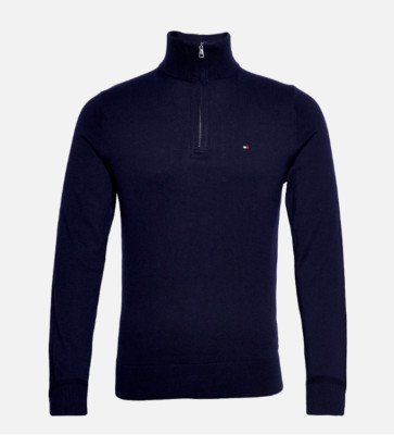 Herren Langarm Viertelreißverschluss Tommy Hilfigure halber Reißverschluss Pullover