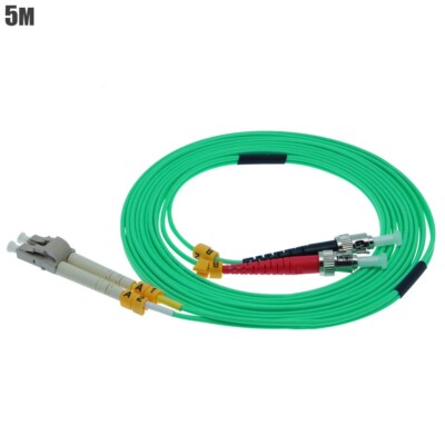 5M 16FT LC to ST 10G OM3 Duplex 50/125 Multi Mode Fiber Optic Optical Cord Aqua
