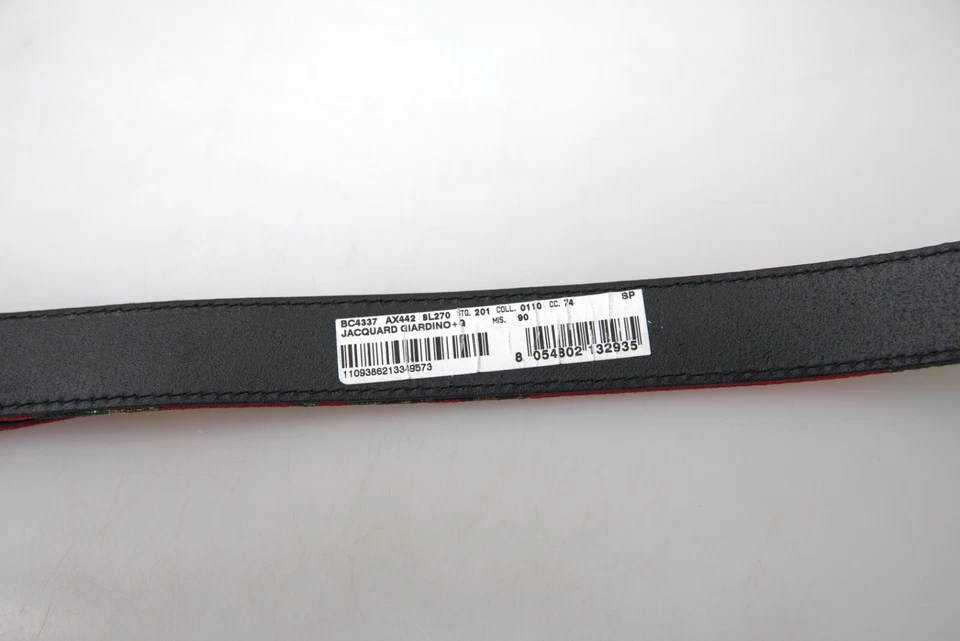 Cinturón DOLCE & GABBANA Cuero Rojo Jacquard Plata Metal Hebilla 90cm/36in 610usd Foto 4 de 4