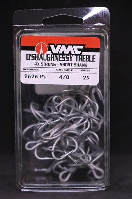 50 Pack - VMC #4 O'Shaugnessy 4X-Strong Treble Hook - 9626 - Foto 14