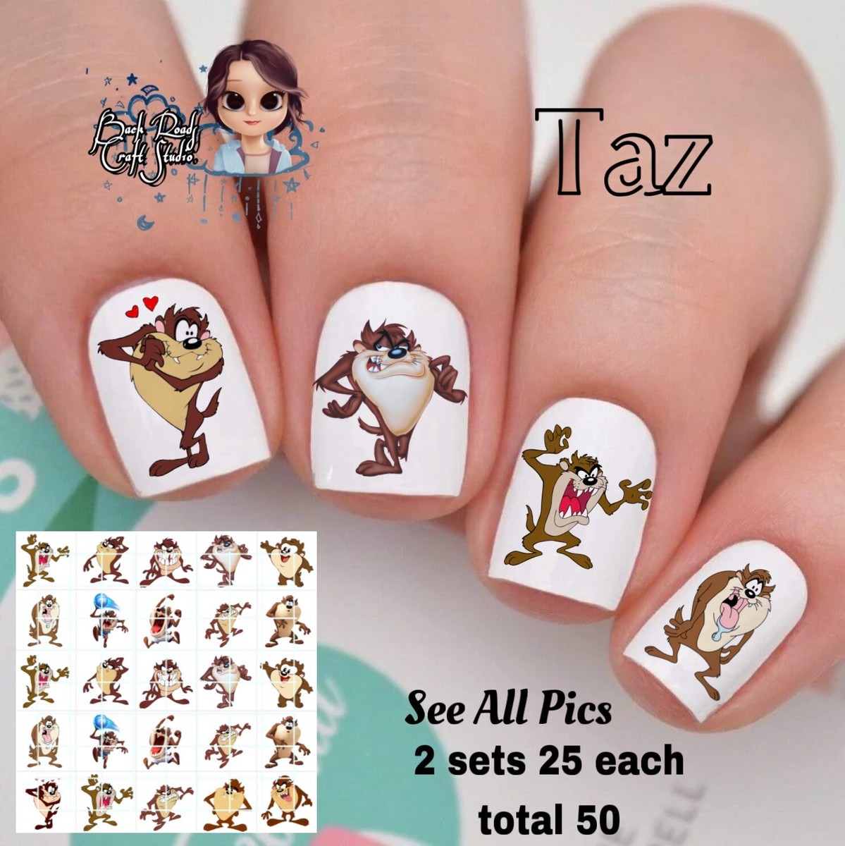 Tasmanian Devil Taz Waterslide Nail Decals Set Of 50 Instructions