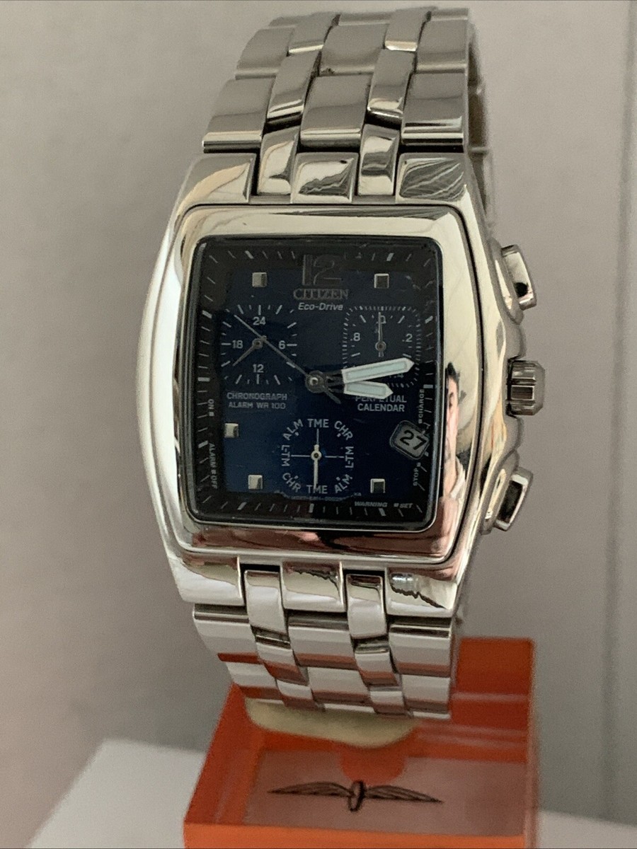 Citizen Men's Eco-Drive perpetual calender Blue Dial Bracelet