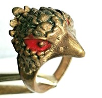 EXTREMELY ANCIENT MEDIEVAL BRONZE BIRD HEAD SYMBOL RING