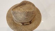 Dorfman Pacific Co. S/M AUTHENTIC NATURAL FIBRE Straw Hat Palm Trees NEW