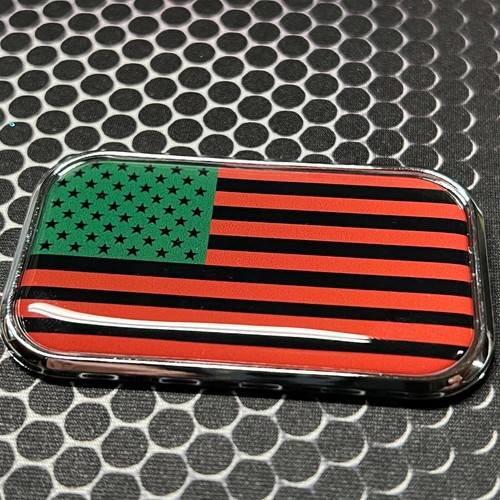 African-American Flag Domed CHROME Emblem Proud Flag Car Sticker 3D 3"x 1.8" - Imagen 3 de 9