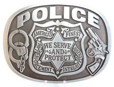 New Police We Serve and Protect America's Finest Metal Belt Buckle