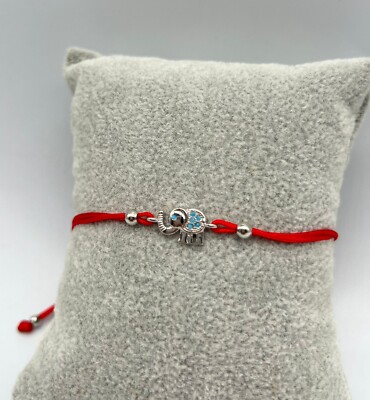 Elephant Red String Adjustable Bracelet Silver plated Pack of 12