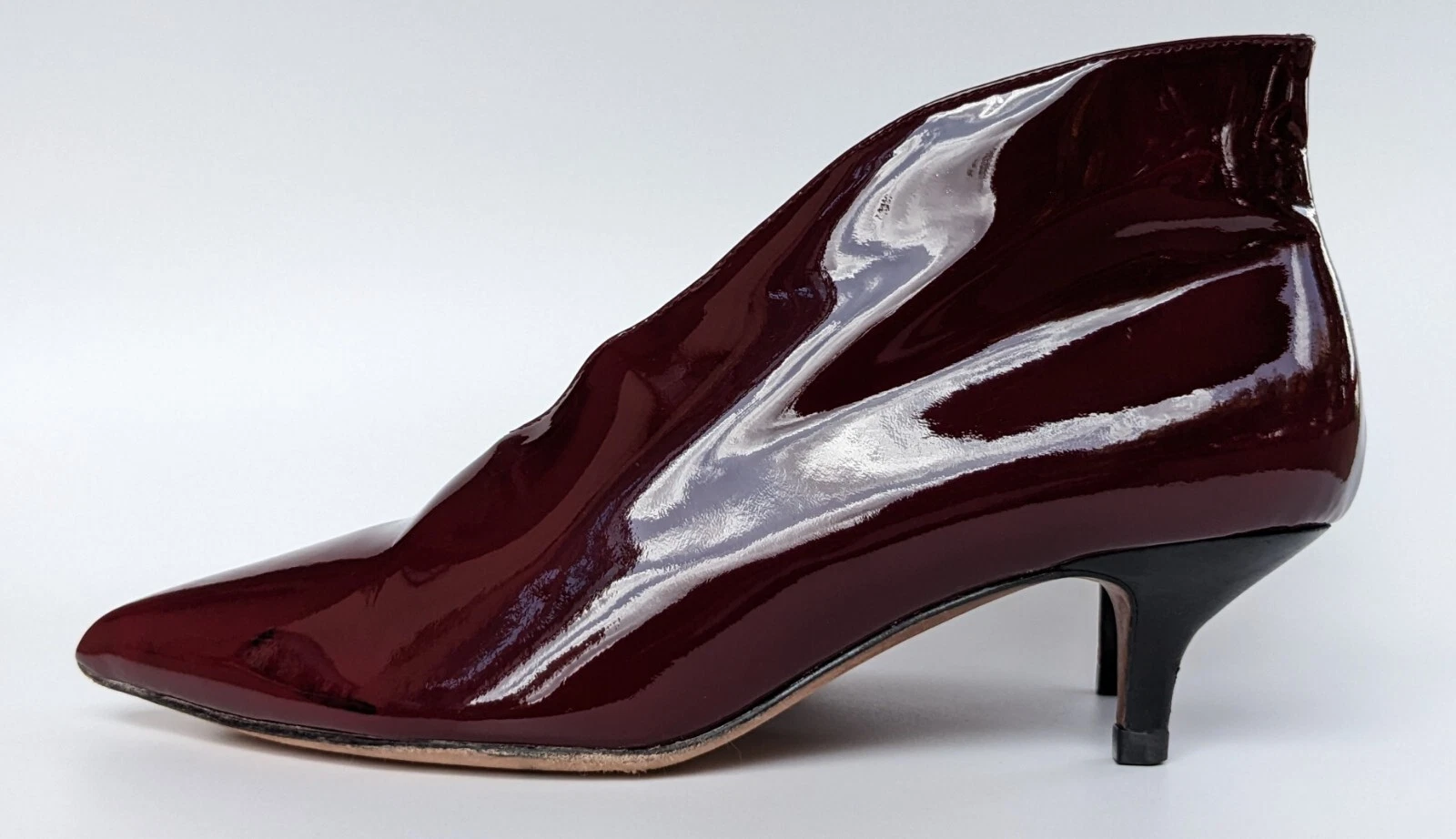 CELINE Paris décolleté donna scollo a V rosso pelle lucida taglia 36 EU 6 US