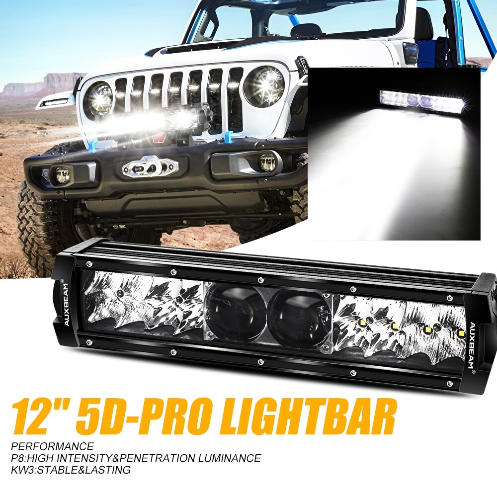 AUXBEAM 5D-PRO 12" 22" 32" 42" 52" LED Work Light Bar Driving Truck ATV Offroad
