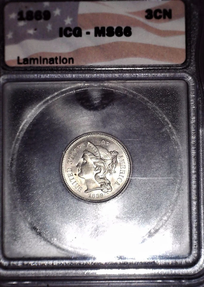 1869 Nickel Three Cent, ICG MS66, Gem Grade + - Image 2 of 4