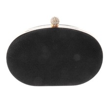 Gold Tone Metal Glitter Fabric Clutch Evening Bag BZY234-BLK