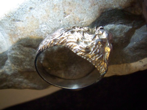 Patriotic-Lion-Head-900-Silver-Special Hallmark-Ring-Red-Stone-Lion-Mouth - Picture 6 of 9