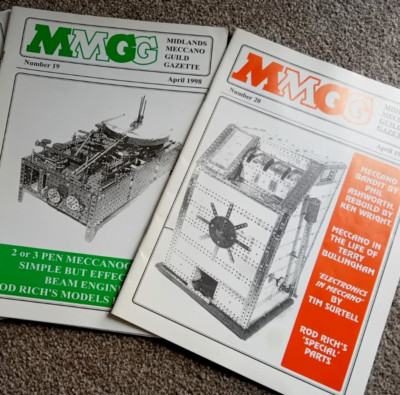 2 Editions Midlands Meccano Guild Gazette Magazine with model build instructions