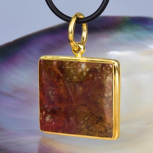 Anhänger Feder Achat Cabochon & Vermeil 18K Vergoldet an Sterling Silber 6.26 G - Bild 7 von 13