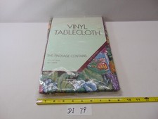 Vintage Vinyl Tablecloth Flannel Backed 52" x 90" Magic Garden Floral Oblong NOS