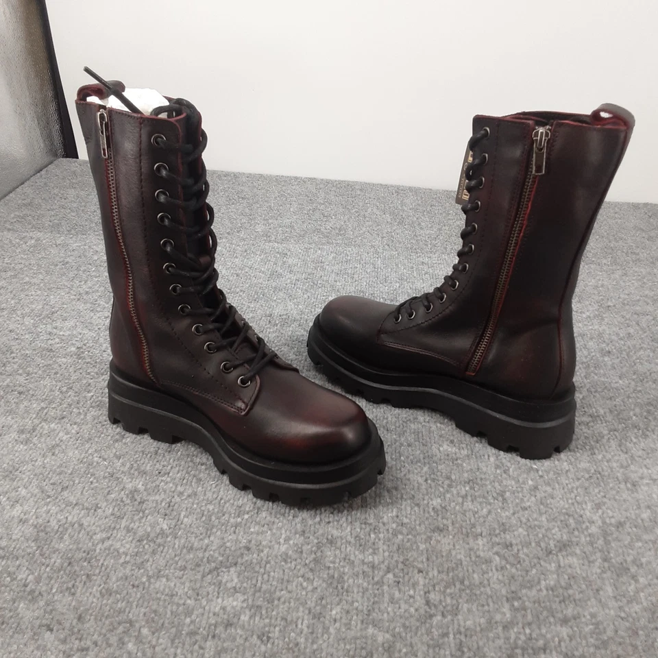 Botas de Combate Dingo Mad Maxine Para Mujer 7M Cuero Vino Tinto Foto 2 de 4