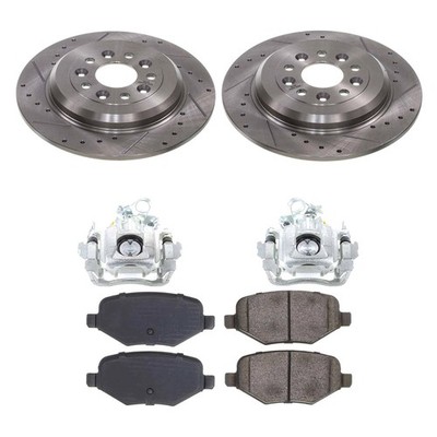 For Ford Edge 13-14 Drilled & Slotted Rear Brake Kit w Calipers