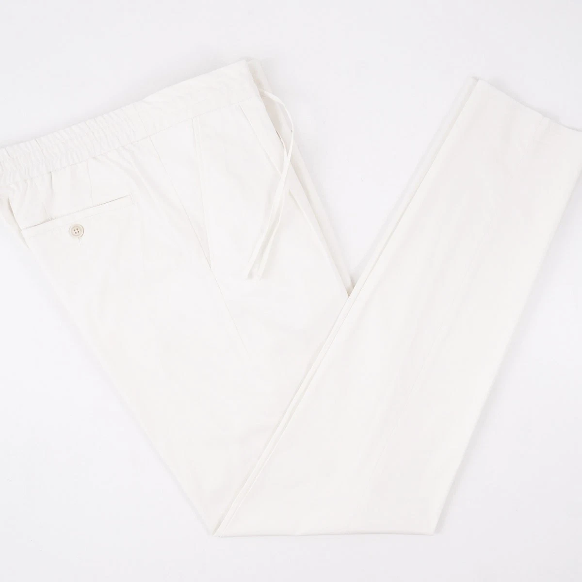 Brett Johnson Cream White Cotton Drawstring Waist Pants L 35-36 (Eu 52) NWT