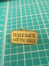 Vtg Nurses Call The Shots Gold Tone Lapel Pin
