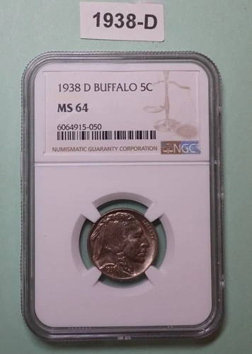 1938-D BUFFALO NICKEL graded NGC MS 64 5 CENT US COIN (SEE OTHER NICKEL)