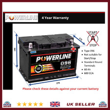 Battery fits FORD FIESTA FUSION KUGA C-MAX TRANSIT GRAND C-MAX 096 600A