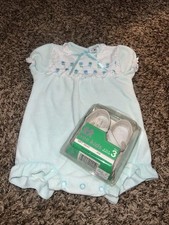 Vtg Carter s Baby Girls Short Sleeve Velvet Lace Floral Romper Sz 18mo Shoes