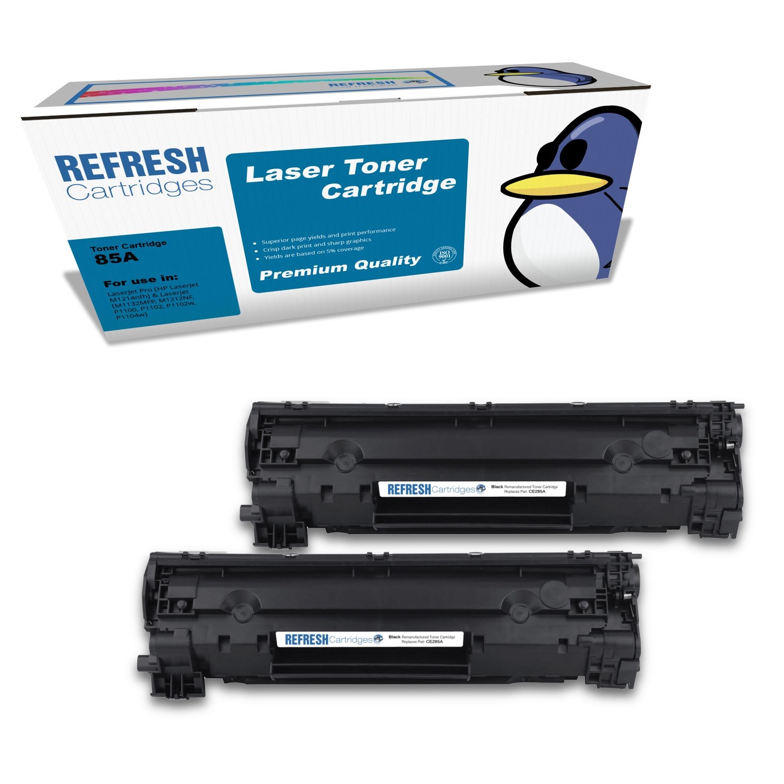 Refresh Cartridges Black CE285AD Toner Twin Pack Compatible With HP Printers