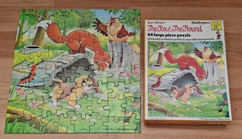 Vintage Waddingtons/Walt Disney The Fox and The Hound 64 Piece Jigsaw Puzzle - Picture 1 of 8