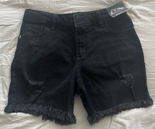 Girls Art Class Black Distressed Mid Rise Baggy Shorts NWT L 10/12