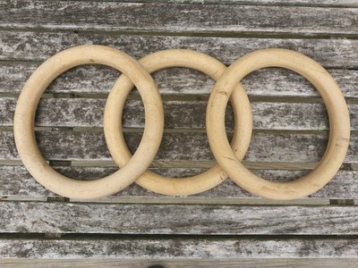 (3) Large 9 1/4 inch Beech Wood Rings Smooth Finish for Crafts WILL SEPARATE