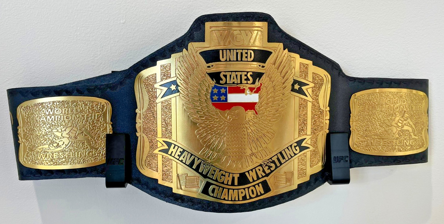 Black UFC Championship Belt Wall Mount Brackets – Wall Display Hooks (Set of 2)