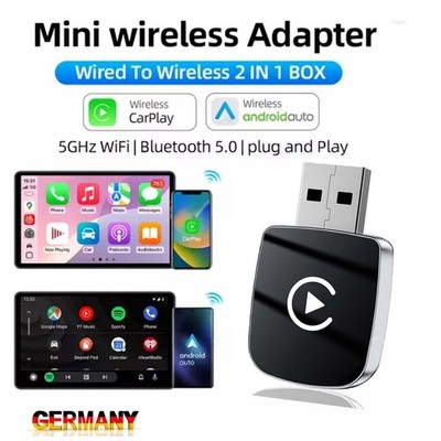 2-in-1 Wireless CarPlay Android Auto Adapter Plug & Play USB  for iPhone Android