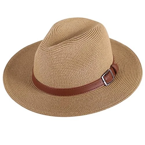 Livingston Fashionable Wide Brim Straw Panama Hat for Men & Women - Light Brown