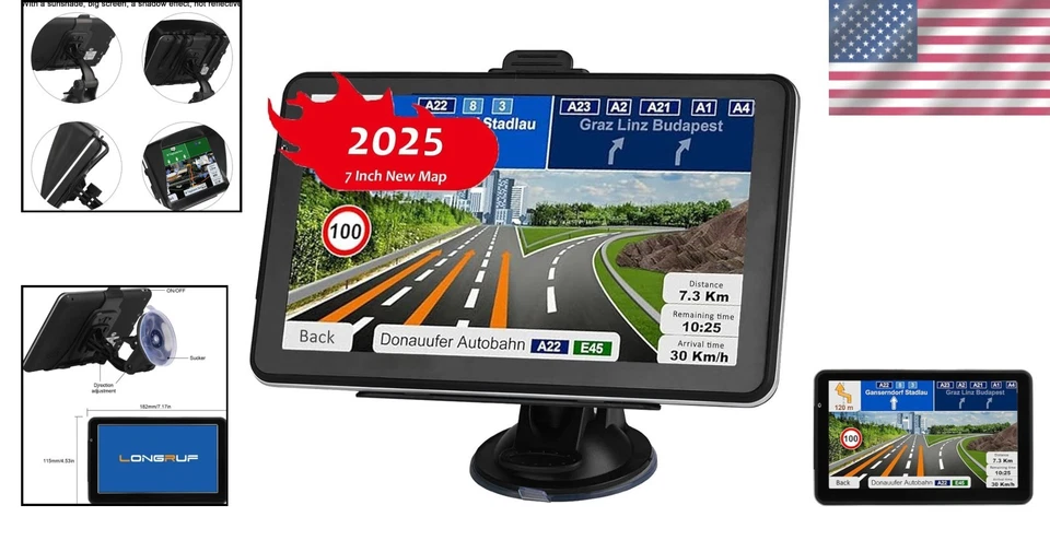 Multi-Vehicle 7" Touchscreen GPS: Real-Time Traffic, Alerts & Custom Routing - Image 2 of 4
