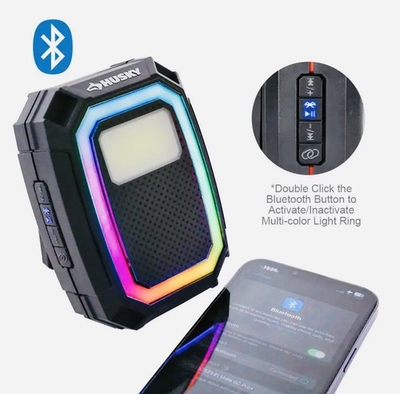 #ad NEW Husky 1000 Lumen LED Utility Light w Magnetic Stand amp; Bluetooth Speaker $29.99