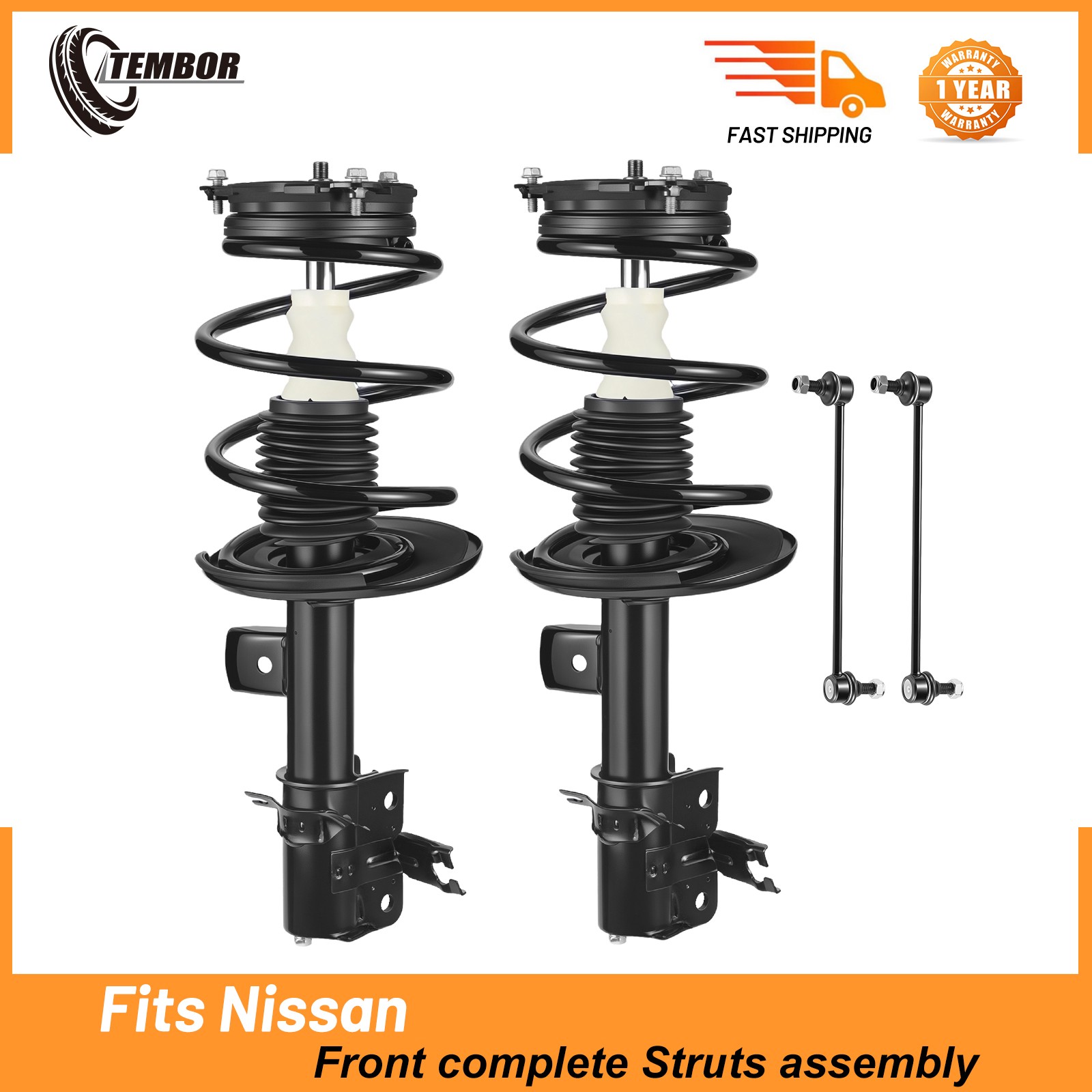 1/2set Front Struts Assembly w/Coil Spring Sway Bar Link For13 -18 Nissan Altima