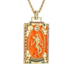 Authentic Tarot Cards Necklace for Women Dainty 14K Gold Plated Cubic Zirconia Fortun - 04
