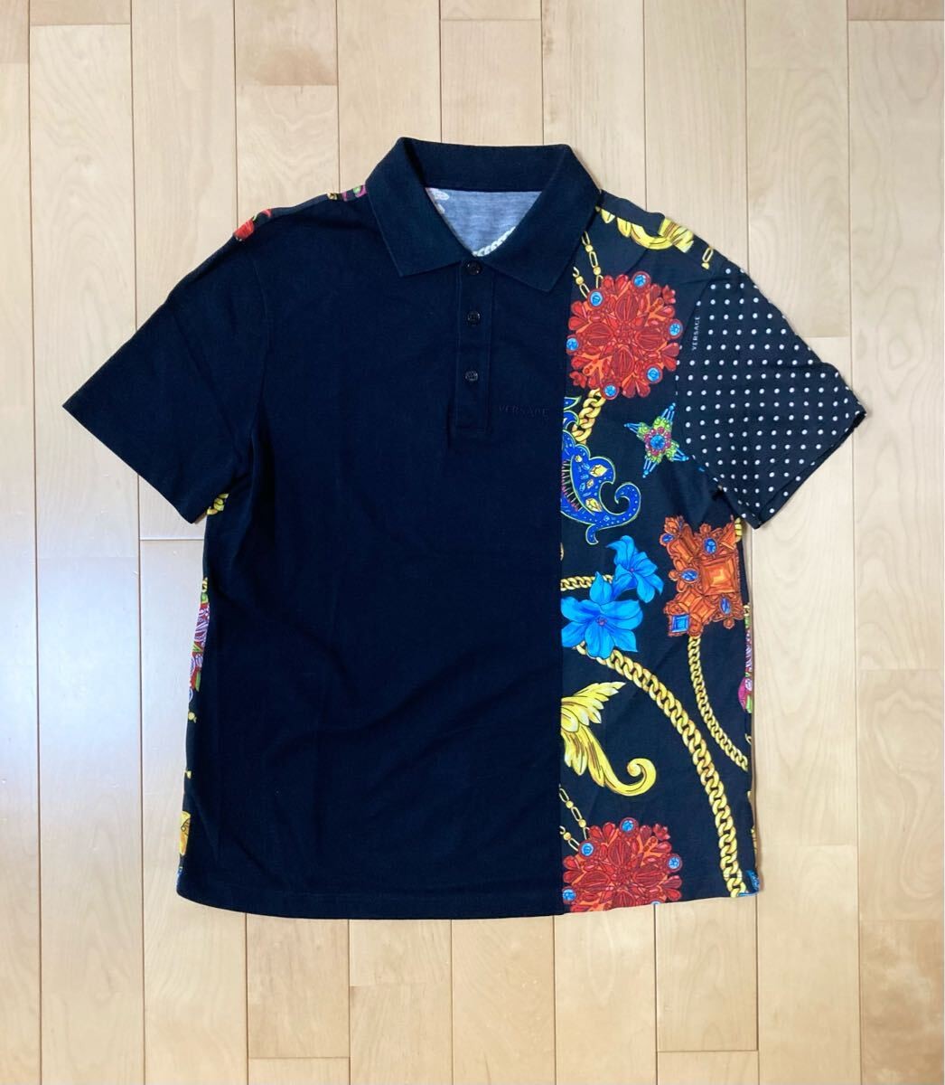 VERSACE Jewelry Medusa Short Sleeve Polo Shirt S Black Made in Italy Versace