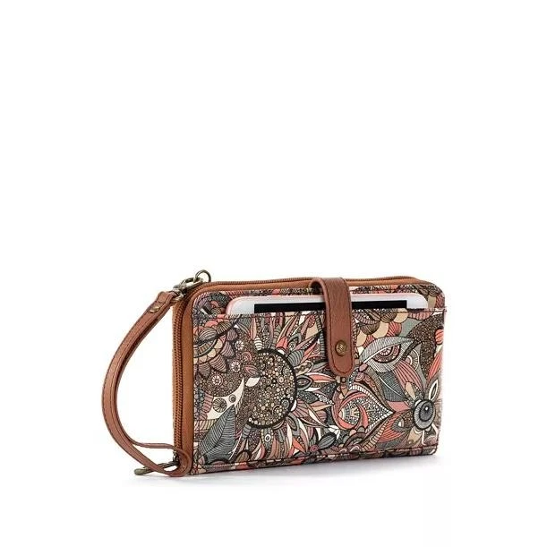 Cartera bandolera Sakroots para mujer color tostado patrón floral cierre de cremallera bohemia Foto 2 de 4