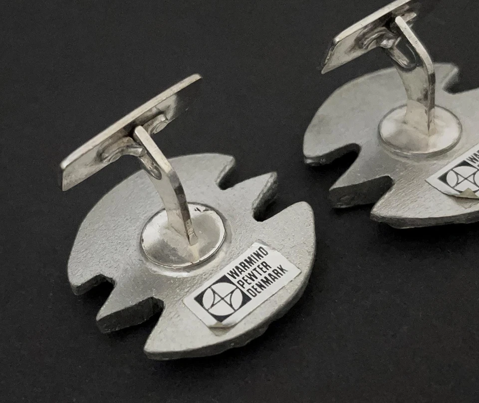 GEMELOS DE PELTRE BRUTALISTAS DE DINAMARCA VINTAGE POUL WARMIND MODERNISTAS DANESES Foto 4 de 4