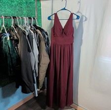 Bill Levkoff Burgundy Sleeveless Polyester Bridesmaid Dress Size 8