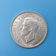 King George VI 1st Type 1938 Milled Silver Half Crown
