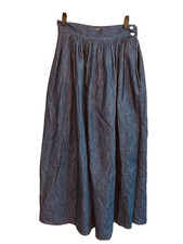 10 Vintage 80's CALVIN KLEIN SPORT Dark Denim Blue 100 Cotton MAXI Full Skirt