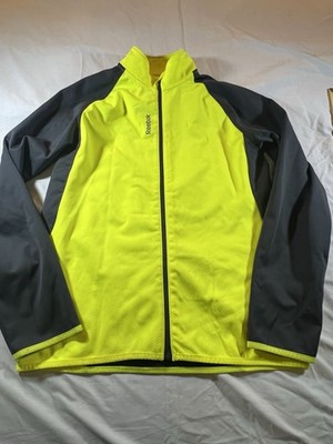 Reebok Track Jacket Full Zip Warm Up Black/Yellow Mens Size M Playsheild