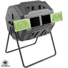 Eco-Friendly 43 Gallon Dual Chamber Garden Compost Bin - Rotating Tumbler Design