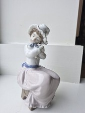NAO by Lladro A Big Hug Figurine 1049 Girl Sitting with Puppy Dog Spain Vintage