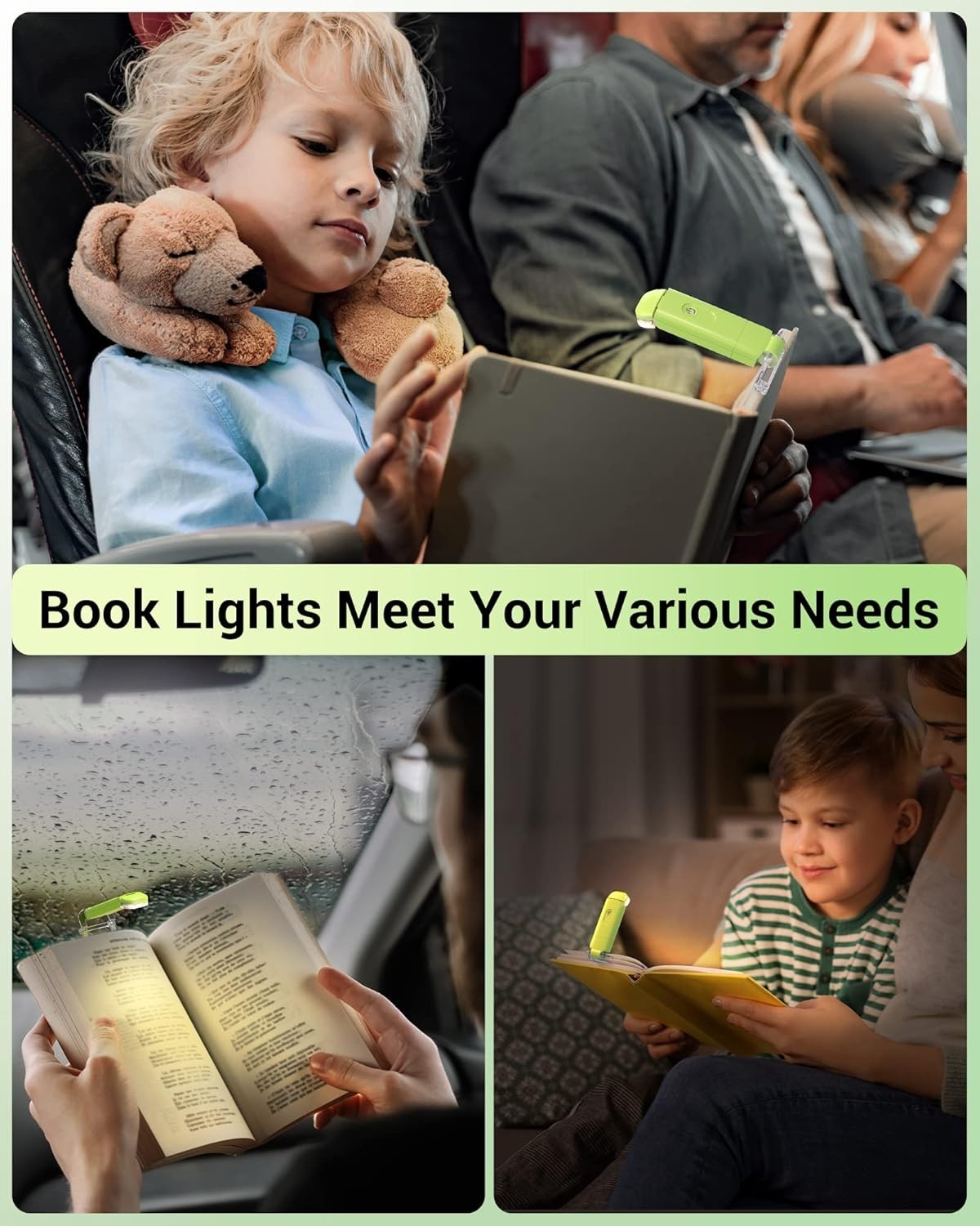 USB Rechargeable Book Reading Light with Clip, LED Clip on Book Light for Rea...