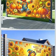 Happy Fall Backdrop Banner Autumn Thanksgiving Party Decorations Banner 71x43